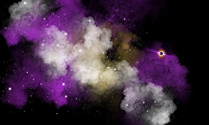Outer Space Illustration Prints: Cloudy Purple Nebula