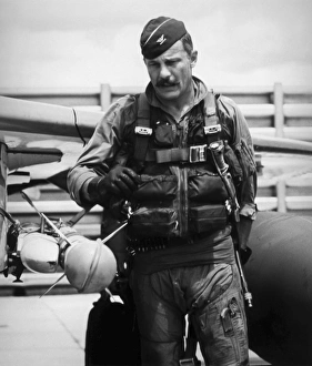 Colonel Robin Olds doing a preflight inspection on his F-4C Phantom, 1967 Colonel Robin Olds doing a preflight inspection on his F-4C Phantom, 1967