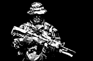 Military Uniform Photos Prints: Commando soldier in battle uniform