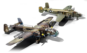 Vintage Bomber Planes Prints: Comparison of two medium bombers