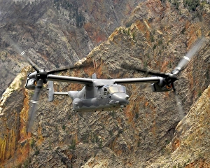 A CV-22 Osprey flies over the canyons in northern New Mexico A CV-22 Osprey flies over the canyons in northern New Mexico