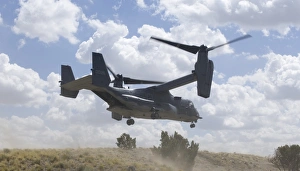 A CV-22 Osprey prepares to land during a training mission A CV-22 Osprey prepares to land during a training mission