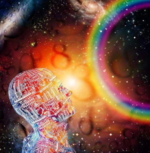 Abstract Space Art Prints: Cyborg in eternal space