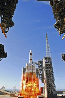A Delta IV Heavy Launch Vehicle launches from Vandenberg Air Force Base A Delta IV Heavy Launch Vehicle launches from Vandenberg Air Force Base