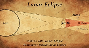 Total Solar Eclipse Image Prints: Diagram of a lunar eclipse