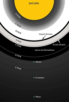 A diagram showing the major features of Saturns rings A diagram showing the major features of Saturns rings