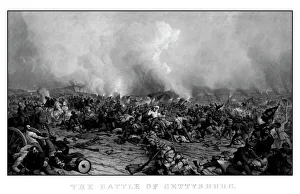 Digitally restored vintage Civil War print of the Battle of Gettysburg Digitally restored vintage Civil War print of the Battle of Gettysburg