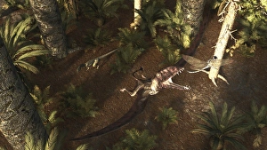 A Dimorphodon pterosaur chasing an insect A Dimorphodon pterosaur chasing an insect