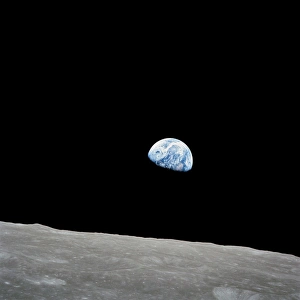 Earth rising above the lunar horizon Earth rising above the lunar horizon