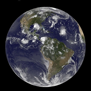 Full Earth showing tropical storms in the Atlantic Ocean Full Earth showing tropical storms in the Atlantic Ocean