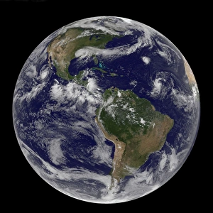 Full Earth showing various tropical storm systems Full Earth showing various tropical storm systems