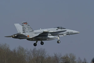 An EF-18 Hornet of the Spanish Air Force over Florennes, Belgium An EF-18 Hornet of the Spanish Air Force over Florennes, Belgium