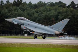 Eurofighter Typhoon Prints: An EF-2000 Typhoon lands after a test flight in Manching