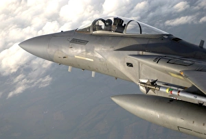 A F-15 Eagle patrols the sky during a combat air patrol mission A F-15 Eagle patrols the sky during a combat air patrol mission