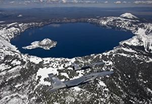 Two F-15 Eagles fly over Crater Lake in Central Oregon Two F-15 Eagles fly over Crater Lake in Central Oregon