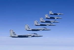 Fighter Jets In Flight Prints: Six F-15 Eagles fly in formation