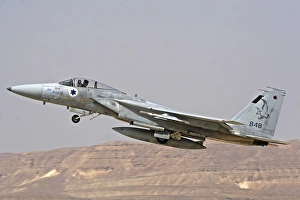 An F-15C Baz of the Israeli Air Force takes off from Ovda Air Force Base An F-15C Baz of the Israeli Air Force takes off from Ovda Air Force Base