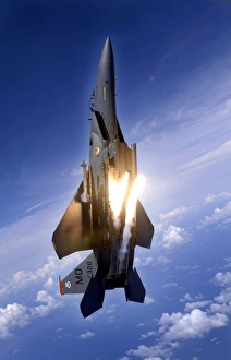 Fighter Jet Photography Prints: An F-15E Strike Eagle pops flares
