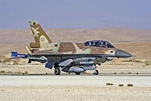 An F-16D Barak of the Israeli Air Force taxis at Ovda Air Force Base An F-16D Barak of the Israeli Air Force taxis at Ovda Air Force Base
