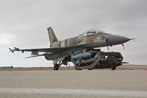 An F-16I Sufa of the Israeli Air Force ready to be armed with practice bombs An F-16I Sufa of the Israeli Air Force ready to be armed with practice bombs