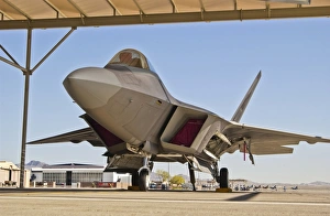 An F-22A Raptor parked at Nellis Air Force Base, Nevada An F-22A Raptor parked at Nellis Air Force Base, Nevada