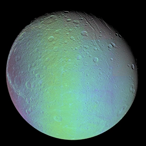 False color view of Saturns moon Dione False color view of Saturns moon Dione