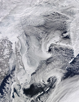Far eastern Russia covered in snow, ice, and clouds Far eastern Russia covered in snow, ice, and clouds