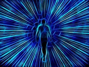 Colorful Digital Art Prints: Figure emerges from light