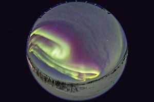 Fish-eye lens view of the northern lights in Churchill, Manitoba, Canada Fish-eye lens view of the northern lights in Churchill, Manitoba, Canada