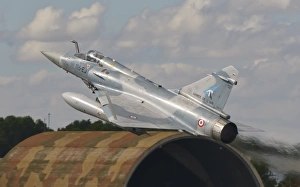 A French Air Force Mirage 2000C taking off in Spain A French Air Force Mirage 2000C taking off in Spain