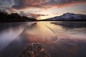 A frozen Straumen Lake on Tjeldoya Island in Nordland County, Norway A frozen Straumen Lake on Tjeldoya Island in Nordland County, Norway