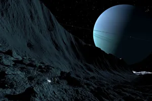 A gigantic scarp on the surface of Uranus moon, Miranda A gigantic scarp on the surface of Uranus moon, Miranda
