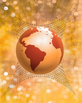 Electronic Communication Technology Prints: Globe with binary code