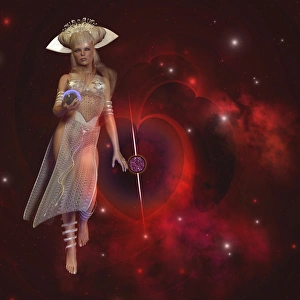 Goddess of the stars holding planet Earth in her hand Goddess of the stars holding planet Earth in her hand