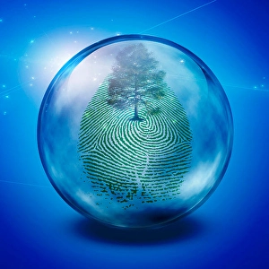 Green Tree and Fingerprint Print