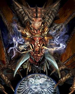 Mythical Beast Artwork Prints: Head of a red dragon