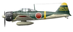Vintage Airplane Illustration Prints: Illustration of an A6M2 Zero fighter plane