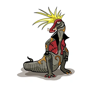 Illustration of a Hadrosaurus dinosaur dressed as a punk Illustration of a Hadrosaurus dinosaur dressed as a punk