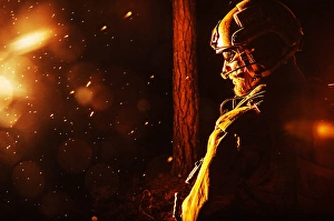 Soldier in the Forest Print