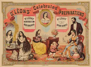 American Culture History Prints: Image of three vignettes advertising Dr