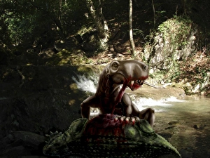 An Inostrancevia eating the flesh of a dead Scutosaurus An Inostrancevia eating the flesh of a dead Scutosaurus