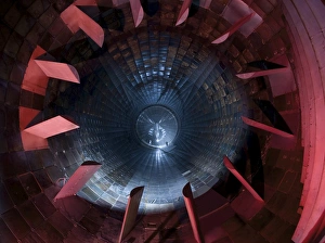 Inside the diffuser section of a 16-foot supersonic wind tunnel Print