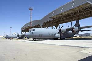 Israeli Air Force C-130J Shimshon aircraft parked at Nevatim Airbase Israeli Air Force C-130J Shimshon aircraft parked at Nevatim Airbase