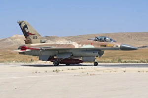 An Israeli Air Force F-16 Netz taxiing at Nevatim Air Force Base An Israeli Air Force F-16 Netz taxiing at Nevatim Air Force Base