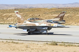 An Israeli Air Force F-16A/B Netz taxiing at Nevatim Air Force Base An Israeli Air Force F-16A/B Netz taxiing at Nevatim Air Force Base