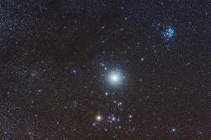 Deep Space Photography Prints: Jupiter in the constellation Taurus with deep sky objects