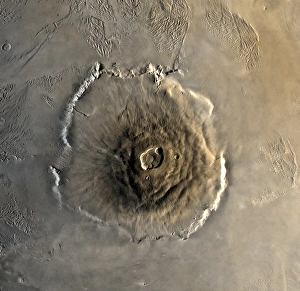 The largest known volcano in the solar system, Olympus Mons The largest known volcano in the solar system, Olympus Mons