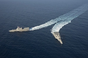 The littoral combat ships USS Independence and USS Coronado The littoral combat ships USS Independence and USS Coronado