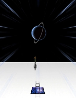 Abstract Space Art Prints: Man on the edge of discovery