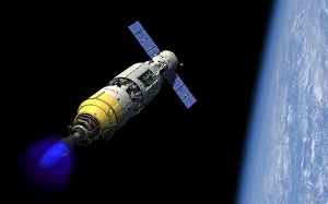 A manned orbital maintenance platform docked with a manned reusable crew capsule A manned orbital maintenance platform docked with a manned reusable crew capsule